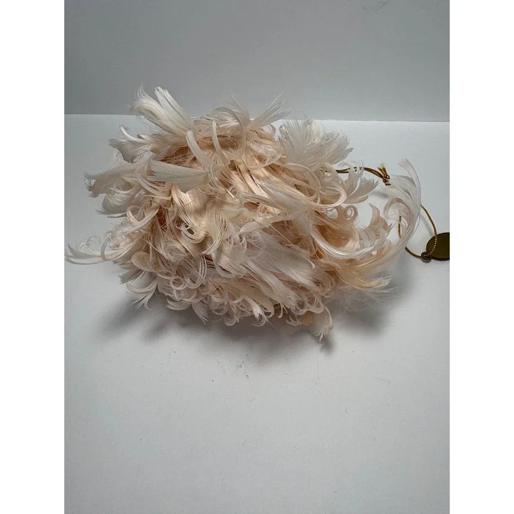 Katherine's Collection Cream Curly Feather Bird Christmas Ornament with Logo Tag